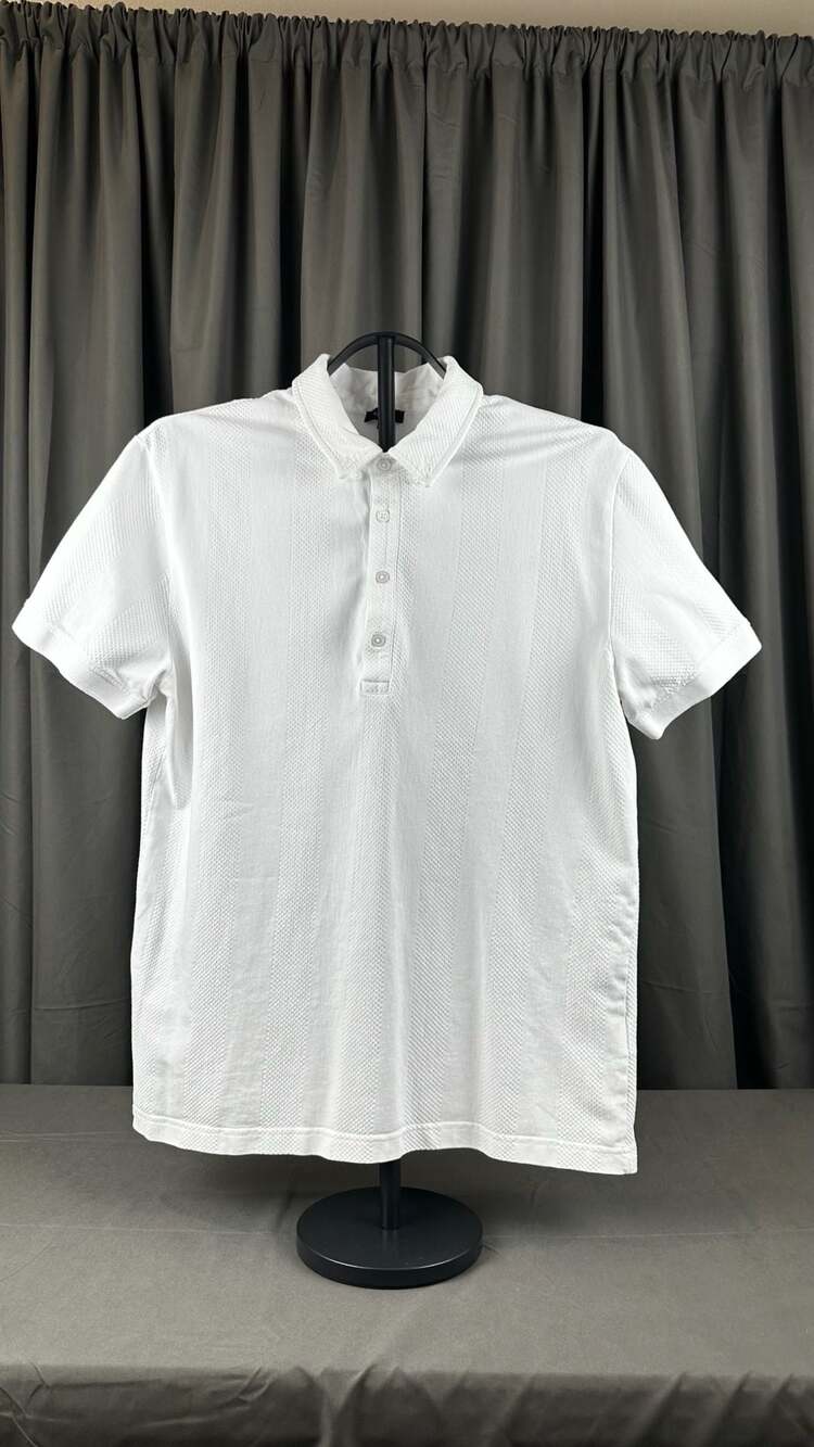 Express Soft Cotton Polo Size L White Textured